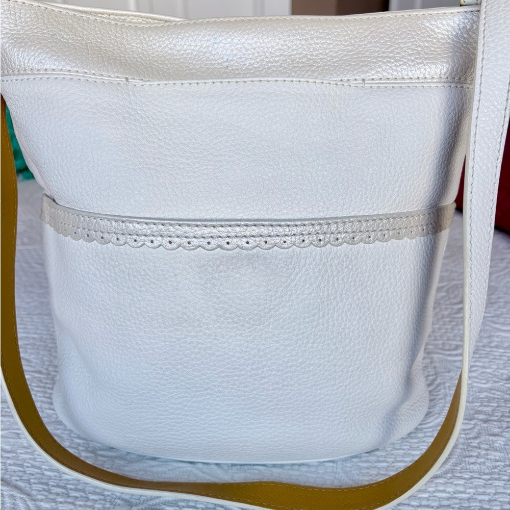 Brighton Hazel Floral Embroidered White Leather Shoulder Bag - Picture 2 of 11